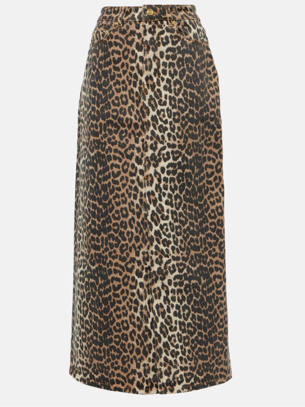NWOT Ganni denim leopard skirt size 38